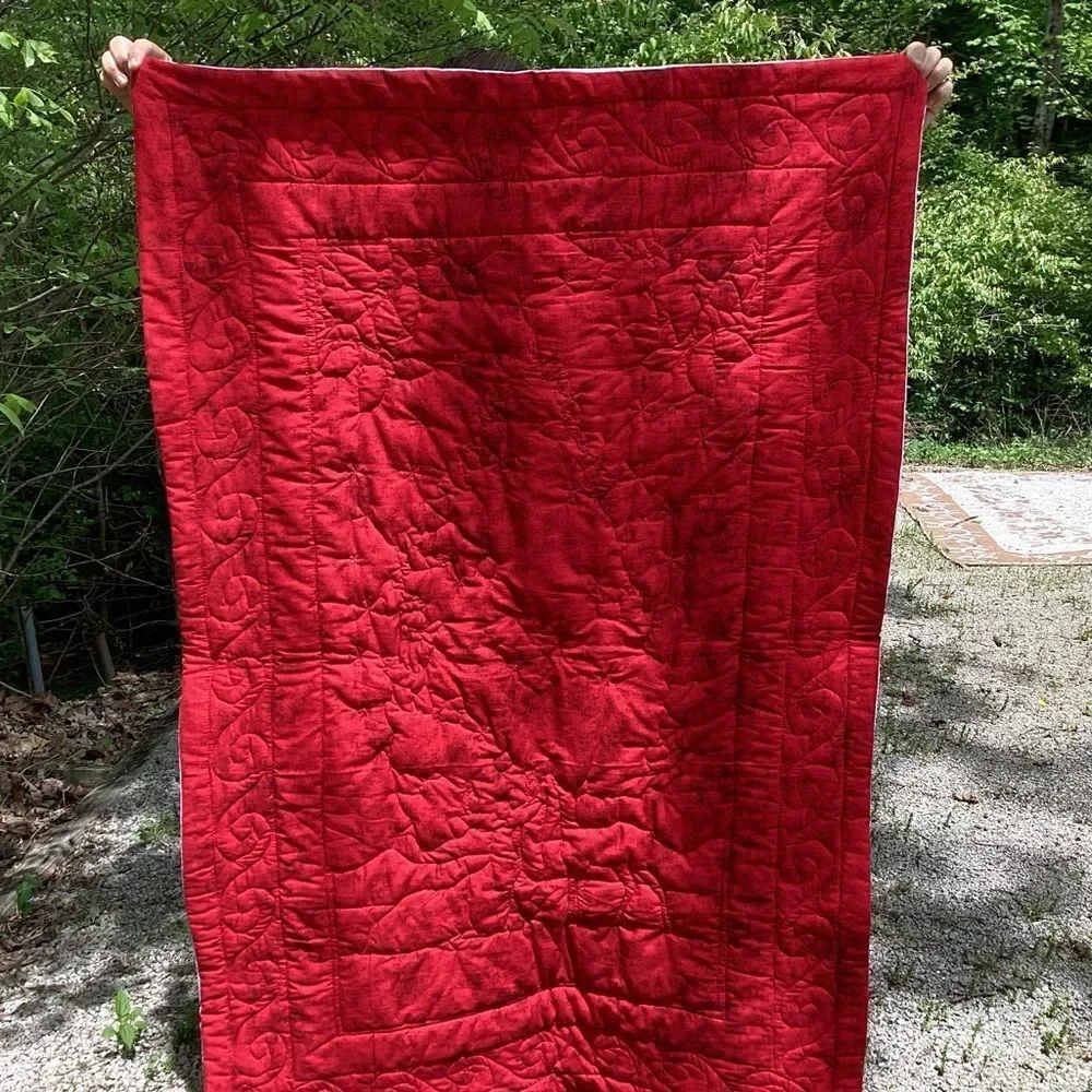 NWT. Christmas Forest Tree with Deer Lap Quilt Hand Crafted